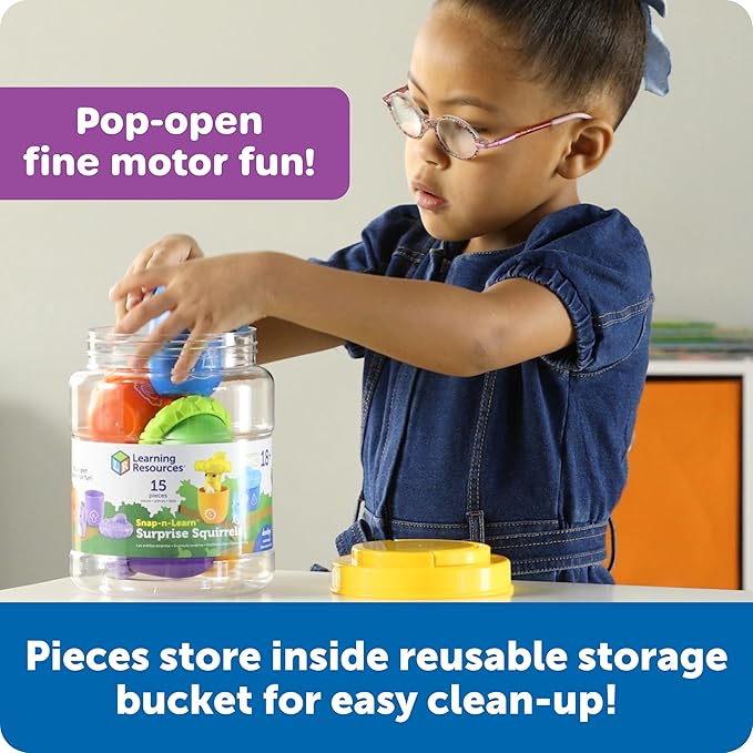 Learning Resources Snap-n-Learn Surprise Squirrels - Toddler Montessori Toys, Preschool Activities, Counting and Fine Motor Skills, Sorting, Pattering, Color Recognition, Gifts for Boys and Girls