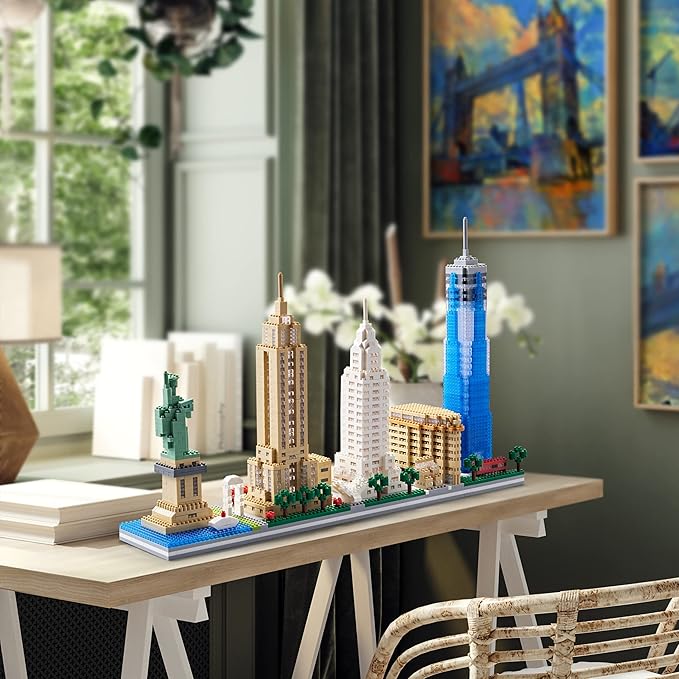 Micro Building Blocks Set World Famous City Architecture New York Skyline Model Kit Skylines Collection Set for Adults and Teens 14+ 3452 Pieces