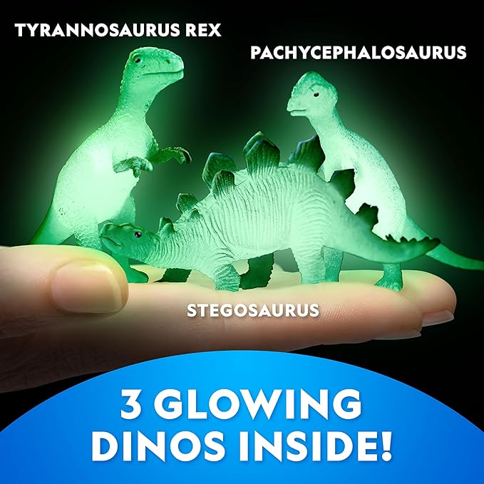 National Geographic Glow in The Dark Dig Kit - Excavate 6 Glow in The Dark Rocks & Dinosaurs from a Glowing Brick, Rock Collection, Science Kits for Kids, Rock Kit for Kids, STEM Kits, Dinosaur Toys