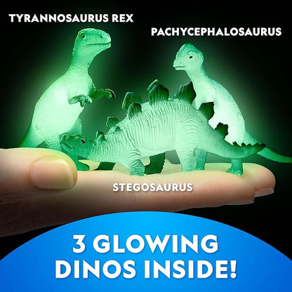 National Geographic Glow in The Dark Dig Kit - Excavate 6 Glow in The Dark Rocks & Dinosaurs from a Glowing Brick, Rock Collection, Science Kits for Kids, Rock Kit for Kids, STEM Kits, Dinosaur Toys