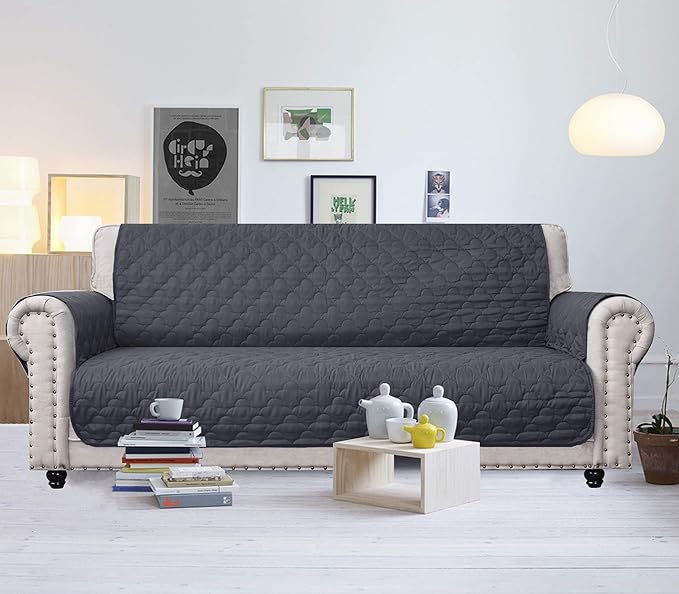 CHHKON Waterproof Nonslip Recliner Cover Stay in Place, Dog Couch Chair Cover Furniture Protector, Ideal Loveseat Slipcovers for Pets and Kids (Dark Grey, 23'')