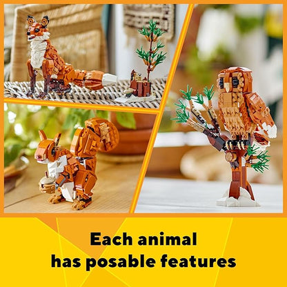 LEGO Creator 3 in 1 Forest Animals Red Fox Toys - Building Toys for Kids, Boys & Girls, Ages 9+ - W/ 3 Building Options into Fox, Owl, or Squirrel - Gift for Birthdays - 31154