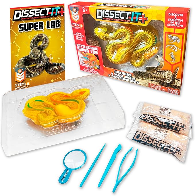 Top Secret Toys Rattlesnake Super Lab Dissect It Kit for Kids, Synthetic Dissection Kids Science Kit to Learn Biology, STEM Toys for 6 Year Old and Up