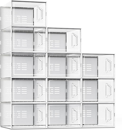 SEE SPRING XX-Large Shoe Storage Box Fit Size 14, Clear Plastic Stackable Shoe Organizer for Closet, Space Saving Sneaker Shoe Rack Containers Bins Holders for Entryway, 12 Pack Clear
