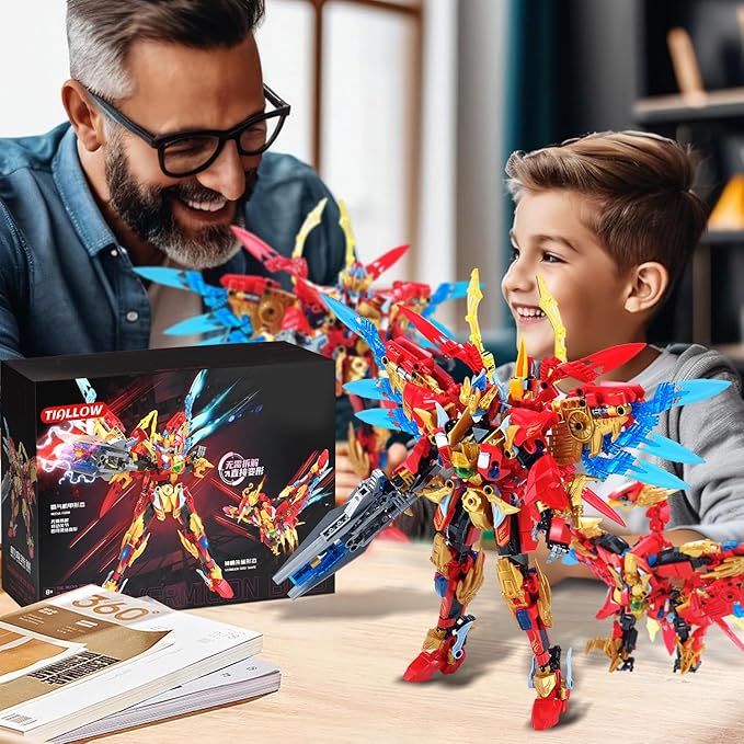 Mech Sets 2in1 Building Blocks，Transforming Robot Building Kits with Vermilion Bird Model，Christmas Birthday Gift for Adults Kids Boys Ages 8 9 10 11 12 13 14+（531 Pieces） (Vermilion Bird)