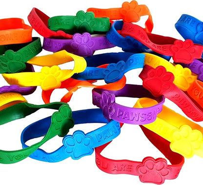 Paw Print Rubber Bracelets, You are Pawsome' Rubber Bracelet Party Favors