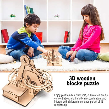 Marble Run 3D Wooden Puzzle for Adults Teens Solar DIY Model Kit Educational Jigsaw Puzzles Building Toys STEM Projects Science Experiments Birthday Gift for Men Kids Ages 8-10-12-14