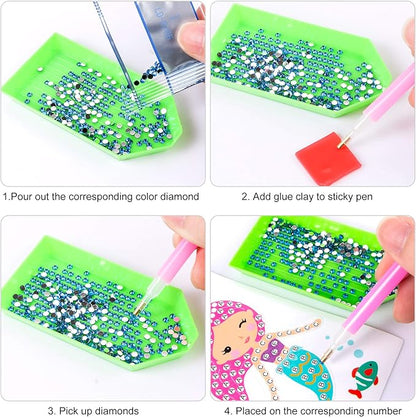 Gem Diamond Art Painting Stickers Kit for Kids,5D Diamond Mosaic Stickers by Numbers Kits Crafts Set for Children, Boys and Girls,Creative Handmade Art Craft Decorations Gift (Mermaid)