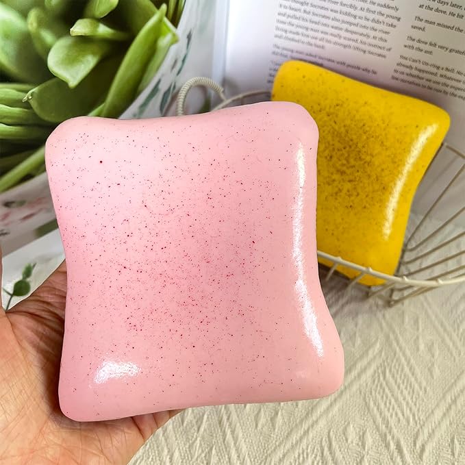 Bread Butter Squishy,Slow Rising Squishy，Stress Balls，Stress Relief & Fidget for ADHD，Party Favor Gift (Yellow and Pink)