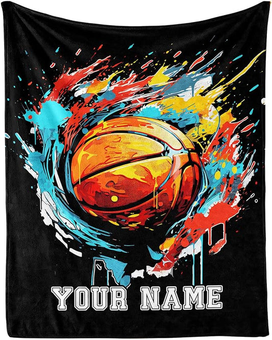 Custom Basketball Blanket - Soft Flannel Sports Basketball Blankets for Girls Boys Kids Pet Basketball Lovers - Warm Basketball Throw Blankets for All Season Sofa Lap, Chair - 40"x30"