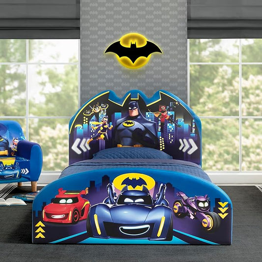 Delta Children Batman Batwheels Upholstered Twin Bed, Blue