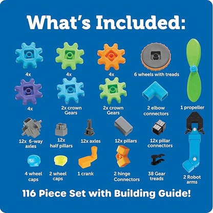 Learning Resources Gears Gears Gears Robots In Motion - Building Toys, STEM Activities, Fine Motor Skills, Toddler Construction Explorer Kit, Kindergarten Science, Boys and Girls Gifts