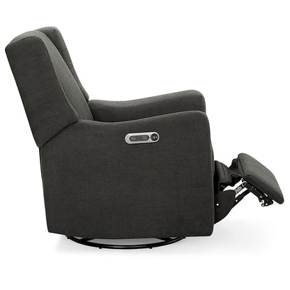 Delta Children Mercer Electronic Power Recliner and Swivel Glider with USB and Type-C Ports in LiveSmart Performance Fabric - Water Repellent & Stain Resistant, Dark Grey