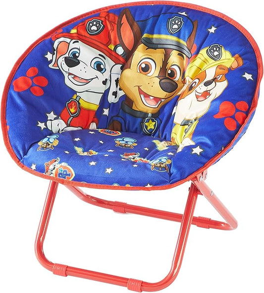 Idea Nuova Paw Patrol Chase, Rubble and Marshall Toddler 19” Folding Saucer™ Chair with Metal Frame, Ages 3+