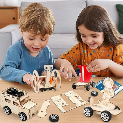 MOVINPE Valentines Day Gifts for Kids School Classroom - 24 Sets Stem Kits with Valentines Cards, Wood Craft Science Kit Valentine Exchange Gifts Space Theme Class Prizes Bulk for Boys Girls