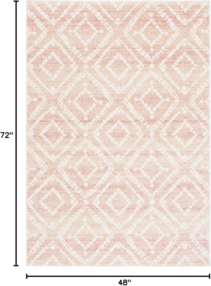 SAFAVIEH Adirondack Collection Accent Rug - 4' x 6', Rose & Gold, Modern Diamond Distressed Design, Non-Shedding & Easy Care, Ideal for High Traffic Areas in Entryway, Living Room, Bedroom (ADR131Q)