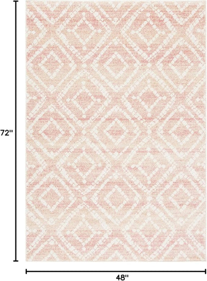 SAFAVIEH Adirondack Collection Accent Rug - 4' x 6', Rose & Gold, Modern Diamond Distressed Design, Non-Shedding & Easy Care, Ideal for High Traffic Areas in Entryway, Living Room, Bedroom (ADR131Q)