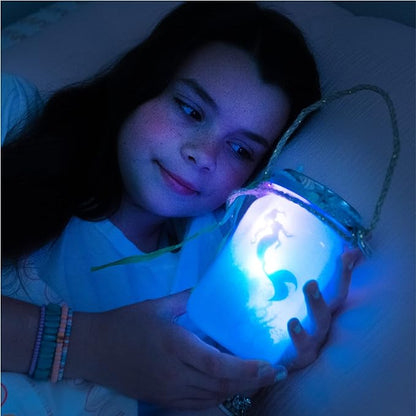 Hapinest DIY Night Light Mermaid Lantern Jar, Mermaid Lamps for Girls Bedroom, Make Your Own Mermaid Night Lights for Girls, Toy Art Kit Mermaid Crafts for Girls Ages 6-8 8-10 Years Old & Up