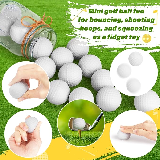 Hxezoc Mini Golf Stress Balls 20 Packs Golf Ball Foam Sports Balls Small Squeeze Anxiety Bulk Toy Ball for Kids Golf Ball Birthday Party, School Carnival Party Supplies
