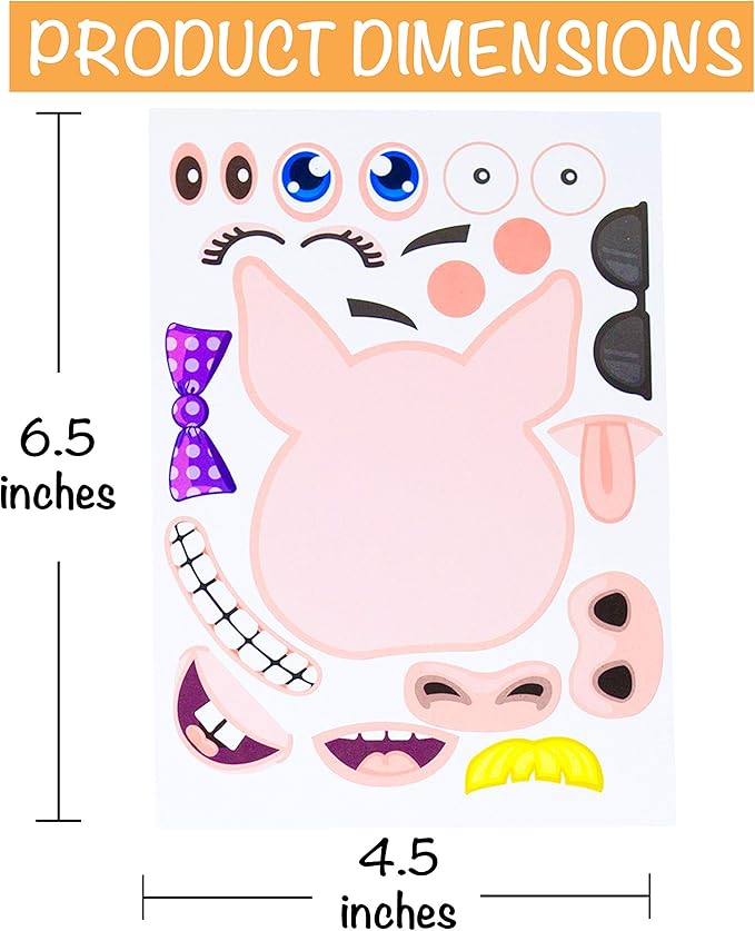 24 Make A Barnyard Farm Animal Stickers - Great Zoo Themed Birthday Party Favors - Fun Craft Project for Children 3+ - Let Your Kids Get Creative & Design Their Favorite Animal Sticker!