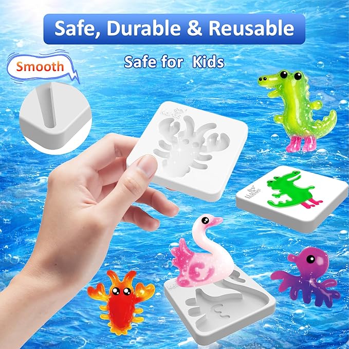 Kiditos Magic Water Elf Mixed Cute Mold Set – 10 Reusable BPA Free Plastic Shapes for Creating Colorful Water Elves, STEM Craft Toy for Kids
