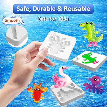 Kiditos Magic Water Elf Mixed Cute Mold Set – 10 Reusable BPA Free Plastic Shapes for Creating Colorful Water Elves, STEM Craft Toy for Kids