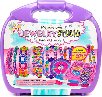 Just My Style My Very Own Jewelry Studio, Personalized Bracelet Making Kit With 1700+ Beads, Bead Kit Great for On-The-Go, Travel DIY Custom Accessories for Ages 6, 7, 8, 9