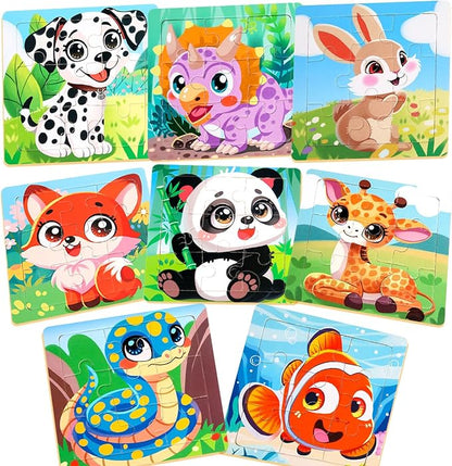 Puzzles for Toddlers 2-4, 9 Piece Animal Wooden Jigsaw Puzzles for Kids Ages 4-6 Year Old, Children Learning Educational Puzzles Toys for Boys and Girls (8 Packs)