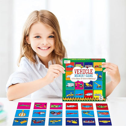 Vehicle Matching Game, 72 PCS Traffic Memory Matching Cards for Toddlers 36 Pairs Transportation Memory Cards Educational Toys for Preschool Boys & Girls 4 5 6 Years Old