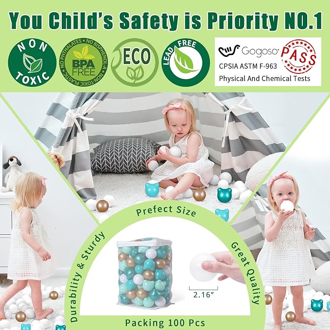 GOGOSO Bear Ball Pit Balls Shapes BPA Free Plastic Play Balls Crush Proof Kids Toddlers Baby Pastel Pelotas Toy Shaped Giant Friendship Bracelet
