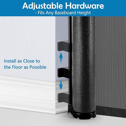 90 Inch Retractable Baby Gates Extra Wide Dog Gate Outdoor Retractable Gate Indoor Long Baby Gate Extra Wide Baby Gates for Large Openings Retractable Dog Gate Retractable Pet Gate for Doorway, Black