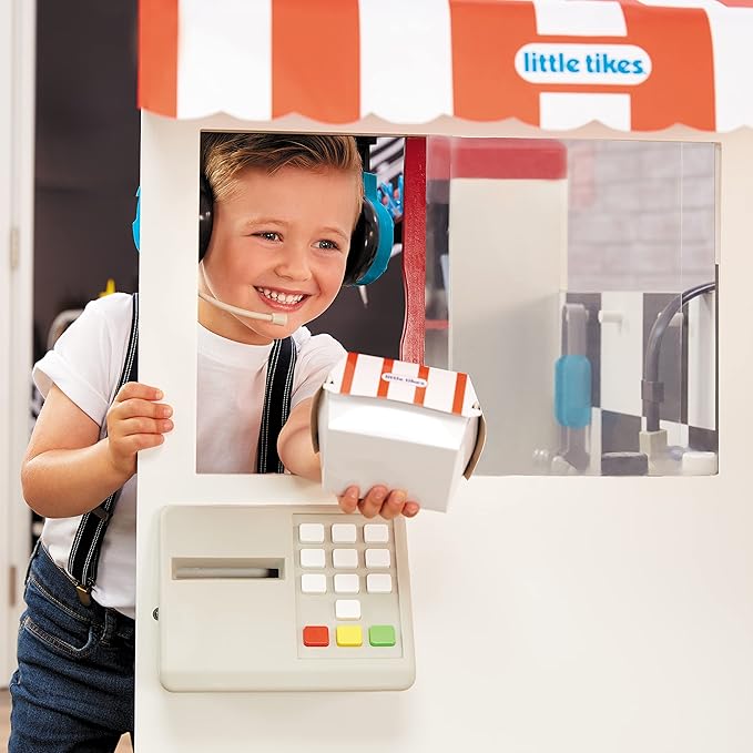 Little Tikes Real Wood Drive-Thru Diner Wooden Play Kitchen with Realistic Lights Sounds and Multi-Sided, 40+ Accessories Set, Gift for Kids, Toy for Girls & Boys Ages 3 4 5+ Years(Multi color)