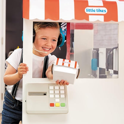 Little Tikes Real Wood Drive-Thru Diner Wooden Play Kitchen with Realistic Lights Sounds and Multi-Sided, 40+ Accessories Set, Gift for Kids, Toy for Girls & Boys Ages 3 4 5+ Years(Multi color)