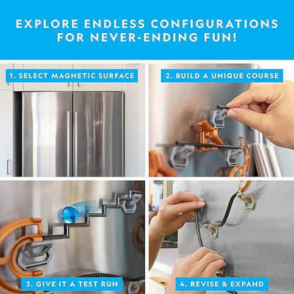 NATIONAL GEOGRAPHIC Magnetic Marble Run - 75-Piece STEM Building Set for Kids & Adults with Magnetic Track & Trick Pieces & Marbles for Building A Marble Maze, STEM Project (Amazon Exclusive)