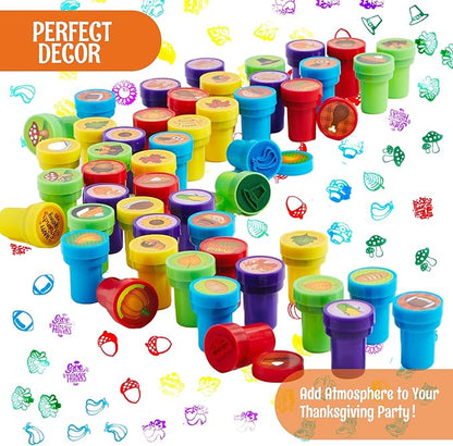 JOYIN 50 Pcs Thanksgiving Stampers, Stamps for Kids Age 3-5, Turkey Party Favor Supplies, Thanksgiving Arts & Crafts for Kids Family Activities, Classroom Exchange Prizes Gift, Fall Stamper Assortment