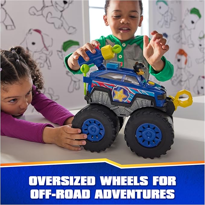 Paw Patrol: Rescue Wheels Chase’s Power Haulin’ Cruiser, Toy Truck with Launcher, Motorized Winch, Lights & Sounds, Kids Toys for Boys & Girls Ages 3+