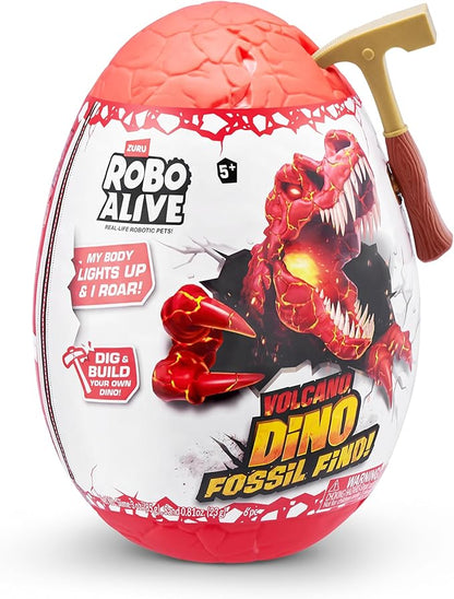 Robo Alive Volcano Dino Fossil Find Triceratops by ZURU Boys Age 5+ Dig and Discover, STEM -Excavate Prehistoric Fossils, Educational Toys, Great Science Kit Gift (Triceratops)