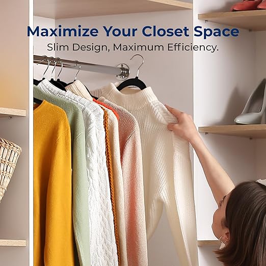 SereneLife Velvet Hangers 100 Pcs, Non-Slip Heavy Duty Hanger Set, Durable with 360° Swivel Hook, Smooth Velvet Finish to Protect Fabric, Lightweight, Ultra-Thin Design for Coats and Other Clothes