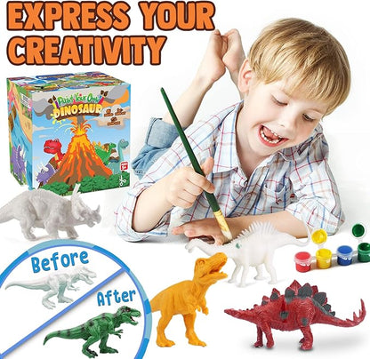 FUNZBO Dinosaur Toys for Kids 3-5, Painting Kits for Kids Ages 4-8 with Art Supplies, Arts and Crafts for Kids, Painting Set Toys for 6 7 8 9 10 11 12 Years Old Toddlers Boys Christmas Birthday Gifts
