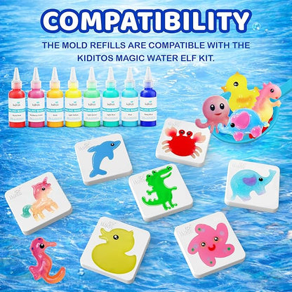 Kiditos Magic Water Elf Anima Mold Set – 10 Reusable BPA Free Plastic Shapes for Creating Colorful Water Elves, STEM Craft Toy for Kids