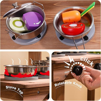 ROBUD Mud Kitchen for Kids Outdoor, Wooden Outdoor Play Kitchen, Kids Mud Kitchen with Removable Sink & Faucet, Monteeori Toys for Children Ages 3+ Years, WG404