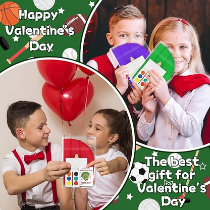 Gosodeny 24 Sets Valentines Watercolor Paint Set Painting Cards Painting Canvas Panel with Wooden Easel Watercolor Paint Painting Brush Kit Valentines Day Cards Packaging Bag Set Gifts