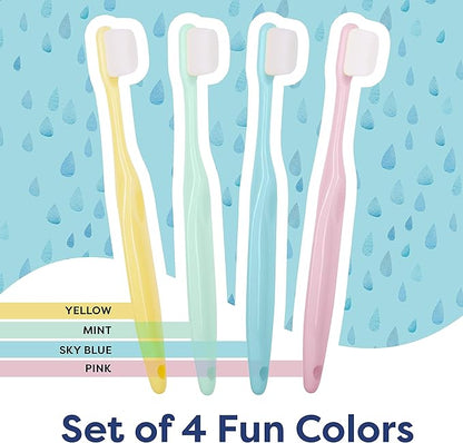 Extra Soft Toothbrush, Nano Toothbrush for Sensitive Gums, Extra Soft Toothbrushes Child Sensitive Teeth Manual, Ultra Soft Toothbrush for Extra Protection Gum Care, Perfect for (Kids - 4 Pack)