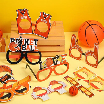 36 Pcs Basketball Party Decorations Basketball Paper Glasses Frame All Star Photo Booth Props Basketball Eyeglasses for Boys Basketball Sports Theme Birthday Party Baby Shower Favors Supplies