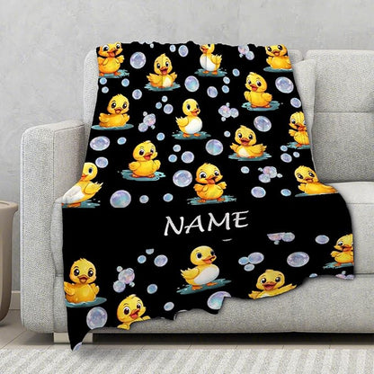 Custom Name Ducks And Bubbles Blanket Adult duck Blanket Kids Funny Blanket Suitable for Bedroom bed sofa Crib Couch Chair outdoor All Season Items That Yellow Duck Lovers Will Love 40"x30"for Pets