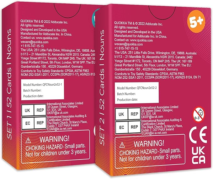 QUOKKA 104 Noun Flash Cards Set – Kids and Adults Vocabulary Builder for ABA Therapy, Early Childhood Education, and ESL Teaching – Picture Cards for Speech Therapy and Vocabulary Building Activities