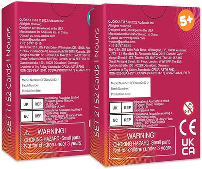 QUOKKA 104 Noun Flash Cards Set – Kids and Adults Vocabulary Builder for ABA Therapy, Early Childhood Education, and ESL Teaching – Picture Cards for Speech Therapy and Vocabulary Building Activities