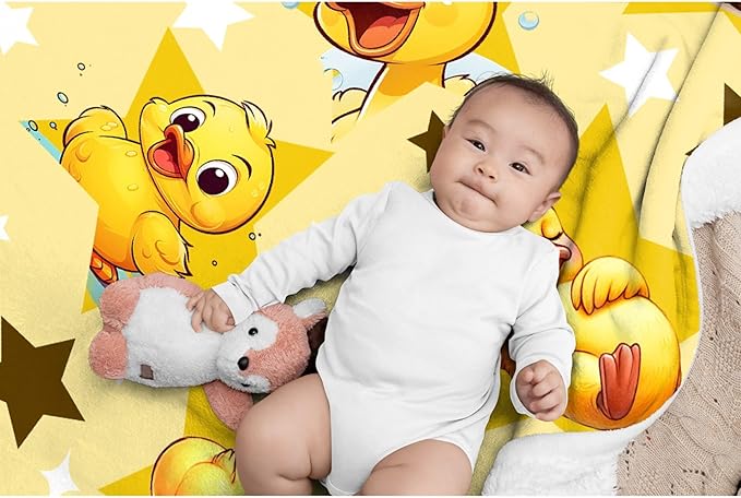 Aparajita Yellow Star Ducks Adult Duck Blanket Kids Funny Blanket Suitable for Bedroom Bed Sofa Crib Couch Chair Outdoor All Season Items That Yellow Duck Lovers Will Love 80"x60"for Adult