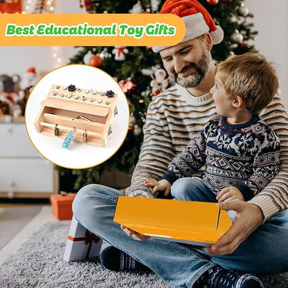 Montessori Screwdriver Board Set, Montessori Toys for 3 4 5 with 3 Lock and Keys, Toddler Screwdriver Toy, Kids Tool Set, Preschool Learning Sensory Toy, Fine Motor Skills Toys