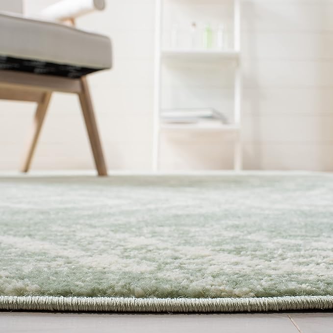 SAFAVIEH Adirondack Collection Runner Rug - 2'6" x 12', Green & Ivory, Modern Diamond Distressed Design, Non-Shedding & Easy Care, Ideal for High Traffic Areas in Living Room, Bedroom (ADR131Y)